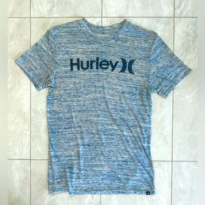 Hurley Logo T-shirt - Heather Blue / White, Medium